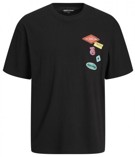 Jack & Jones JORDECAL T-Shirt with Back Print Black - Koszulki - T-shirty meskie Duże Rozmiary - 2XL-14XL