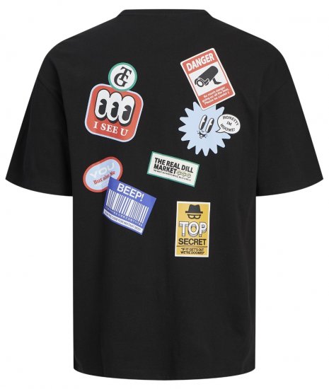 Jack & Jones JORDECAL T-Shirt with Back Print Black - Koszulki - T-shirty meskie Duże Rozmiary - 2XL-14XL