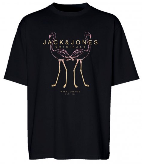 Jack & Jones JORLAFAYETTE 2 FST T-Shirt Black - Koszulki - T-shirty meskie Duże Rozmiary - 2XL-14XL