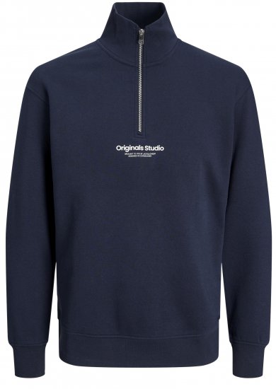 Jack & Jones Esterbro High Neck Quarter Zip Sweatshirt Dark Blue - Bluzy & bluzy z kapturem - Bluzy & Bluzy z kapturem 2XL-12XL