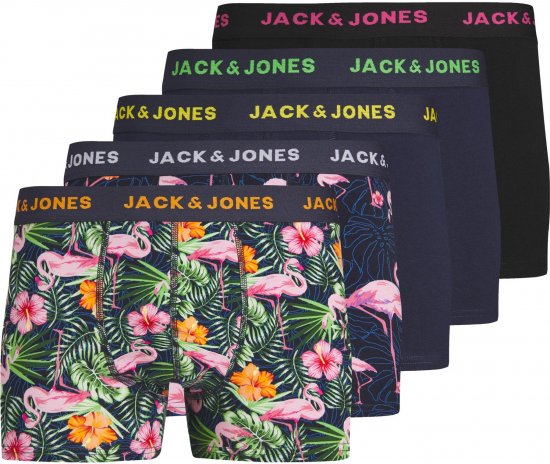 Jack & Jones JACPINK FLAMINGO TRUNKS 5 PACK Navy Blazer - Bielizna & stroje kąpielowe - Bielizna & Stroje kąpielowe 2XL-8XL