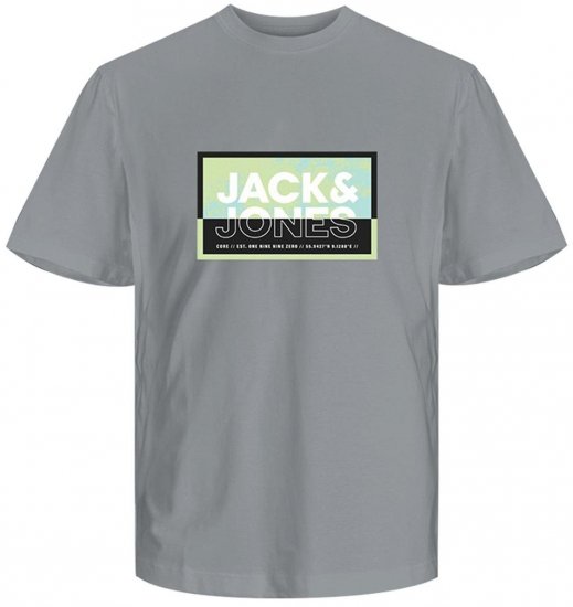 Jack & Jones JCOLOGAN SUMMER PRINT T-Shirt Gray - Koszulki - T-shirty meskie Duże Rozmiary - 2XL-14XL