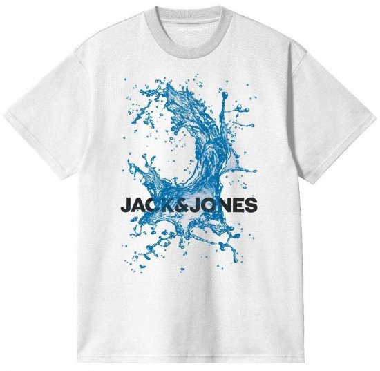 Jack & Jones JCOOCEAN SPLASH T-Shirt White - Koszulki - T-shirty meskie Duże Rozmiary - 2XL-14XL