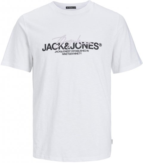 Jack & Jones JORARUBA BRANDING TEE SS CREW NECK Bright White - Koszulki - T-shirty meskie Duże Rozmiary - 2XL-14XL