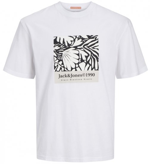  Jack & Jones JORMARBELLA AOP BRANDING T-Shirt Bright White - Koszulki - T-shirty meskie Duże Rozmiary - 2XL-14XL