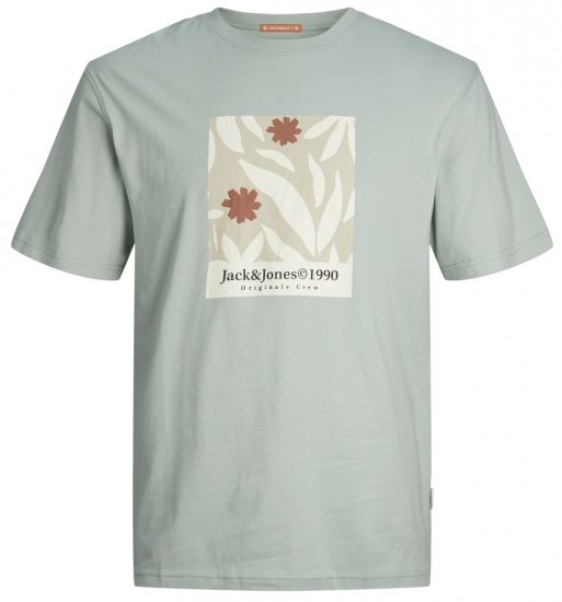 Jack & Jones JORMARBELLA AOP BRANDING T-Shirt Gray Mist - Koszulki - T-shirty meskie Duże Rozmiary - 2XL-14XL