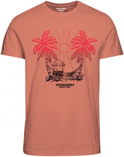 Jack & Jones JORARUBA TEE SS CREW NECK Canyon Sunset - Koszulki - T-shirty meskie Duże Rozmiary - 2XL-14XL