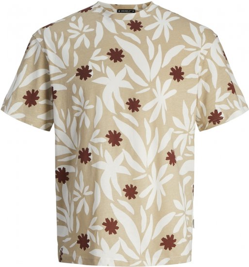 Jack & Jones JORMARBELLA AOP TEE SS CREW NECK PLS Fields Of Rye - Koszulki - T-shirty meskie Duże Rozmiary - 2XL-14XL