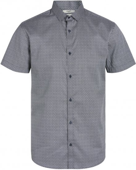 Jack & Jones JPRBLACARDIFF PRINT SHIRT S/S Navy Blazer - Koszule - Koszule 2XL-10XL