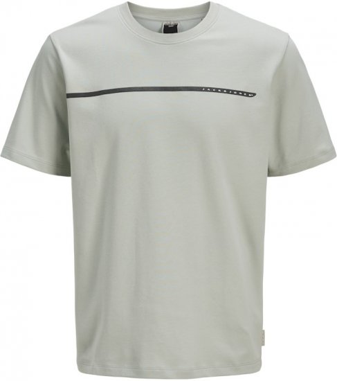 Jack & Jones FUSION Full Branding T-Shirt Aqua Grey - Koszulki - T-shirty meskie Duże Rozmiary - 2XL-14XL