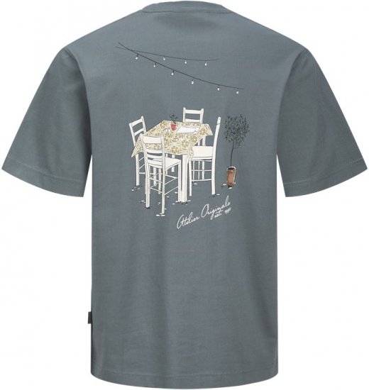 Jack & Jones Lington Back And Front Print Crew Neck T-Shirt Grey - Koszulki - T-shirty meskie Duże Rozmiary - 2XL-14XL