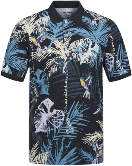 Jack & Jones Hawaii AOP Short Sleeve Polo Blue - Koszulki polo - Koszulki Polo 2XL-8XL