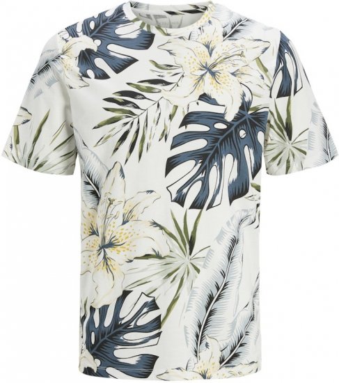 Jack & Jones Hawaii AOP Crew Neck T-Shirt White - Koszulki - T-shirty meskie Duże Rozmiary - 2XL-14XL