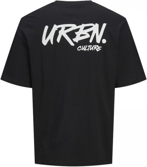 Jack & Jones Script Bradley Crew Neck T-Shirt Black - Koszulki - T-shirty meskie Duże Rozmiary - 2XL-14XL