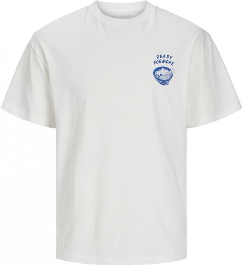 Jack & Jones Charge Crew Neck Printed T-Shirt White - Koszulki - T-shirty meskie Duże Rozmiary - 2XL-14XL