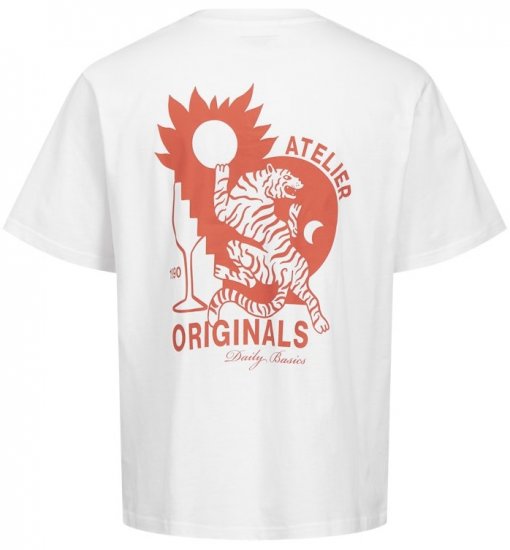  Jack & Jones Bellagio Collage Crew Neck T-Shirt Bright White - Koszulki - T-shirty meskie Duże Rozmiary - 2XL-14XL