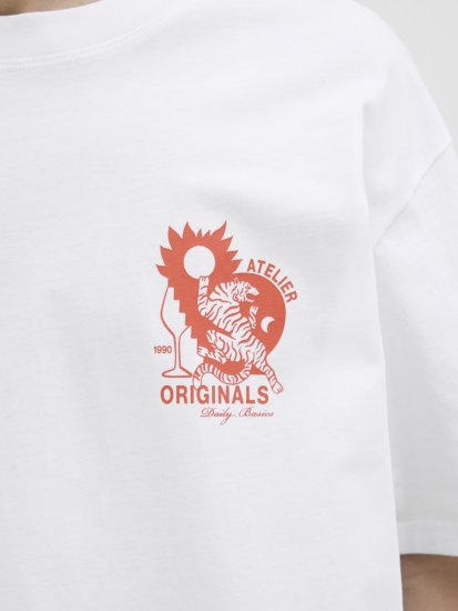  Jack & Jones Bellagio Collage Crew Neck T-Shirt Bright White - Koszulki - T-shirty meskie Duże Rozmiary - 2XL-14XL