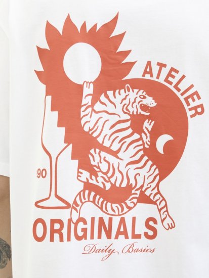  Jack & Jones Bellagio Collage Crew Neck T-Shirt Bright White - Koszulki - T-shirty meskie Duże Rozmiary - 2XL-14XL