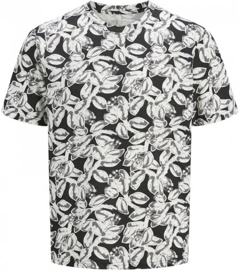 Jack & Jones Split AOP Crew Neck T-Shirt Black - Koszulki - T-shirty meskie Duże Rozmiary - 2XL-14XL