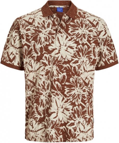 Jack & Jones Split AOP Print Polo Brown - Koszulki polo - Koszulki Polo 2XL-8XL