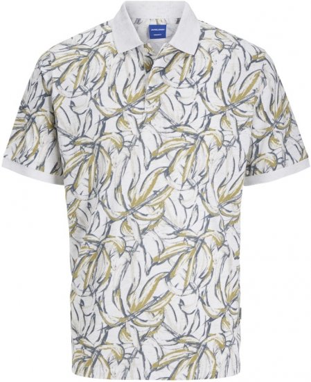 Jack & Jones Split AOP Print Polo White - Koszulki polo - Koszulki Polo 2XL-8XL