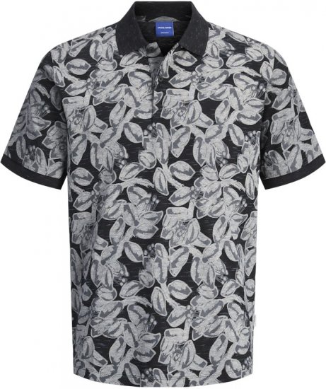 Jack & Jones Split AOP Print Polo Black - Koszulki polo - Koszulki Polo 2XL-8XL