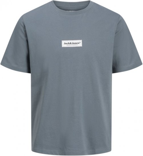 Jack & Jones Split Fakestitch Branding T-Shirt Grey - Koszulki - T-shirty meskie Duże Rozmiary - 2XL-14XL