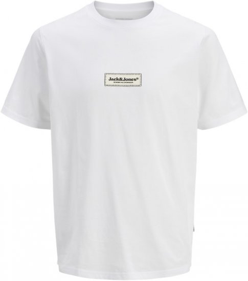 Jack & Jones Split Fakestitch Branding T-Shirt Bright White - Koszulki - T-shirty meskie Duże Rozmiary - 2XL-14XL