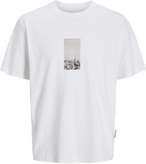 Jack & Jones Pacer Photo Branding Crew Neck T-Shirt Bright White - Koszulki - T-shirty meskie Duże Rozmiary - 2XL-14XL