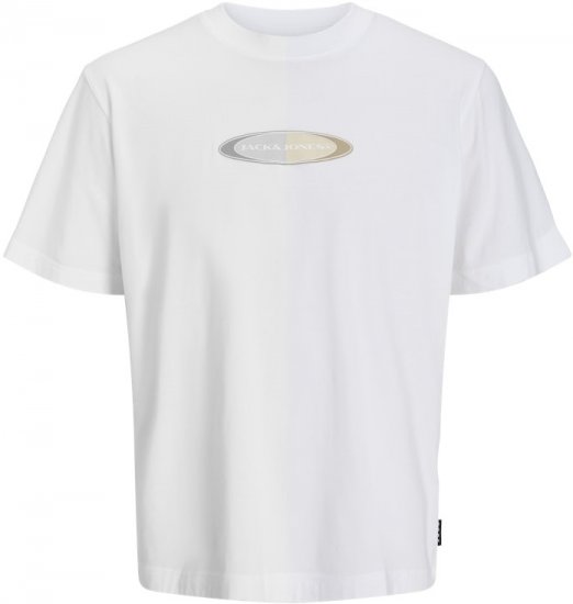 Jack & Jones Pacer Branding Print T-Shirt Bright White - Koszulki - T-shirty meskie Duże Rozmiary - 2XL-14XL
