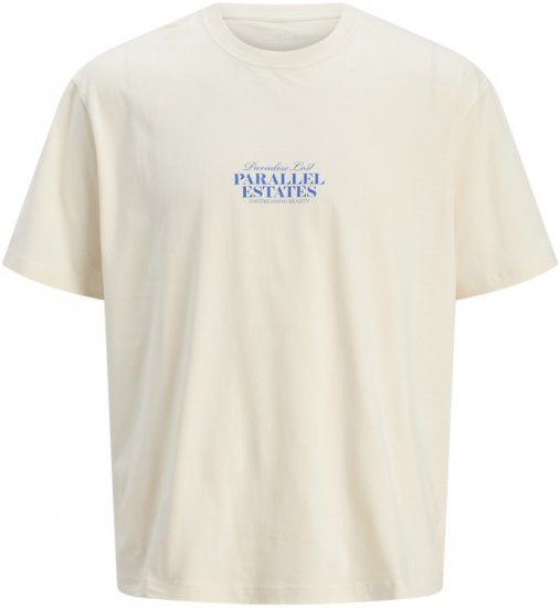 Jack & Jones Parallel Crew Neck T-Shirt Antique White - Koszulki - T-shirty meskie Duże Rozmiary - 2XL-14XL