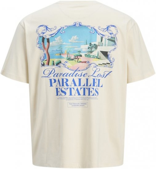 Jack & Jones Parallel Crew Neck T-Shirt Antique White - Koszulki - T-shirty meskie Duże Rozmiary - 2XL-14XL