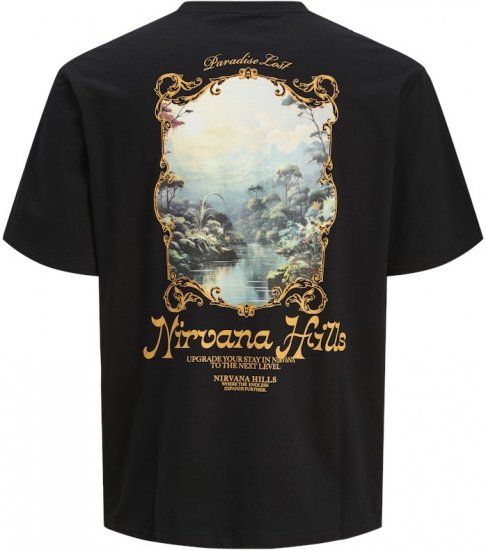Jack & Jones Parallel Crew Neck T-Shirt Black - Koszulki - T-shirty meskie Duże Rozmiary - 2XL-14XL
