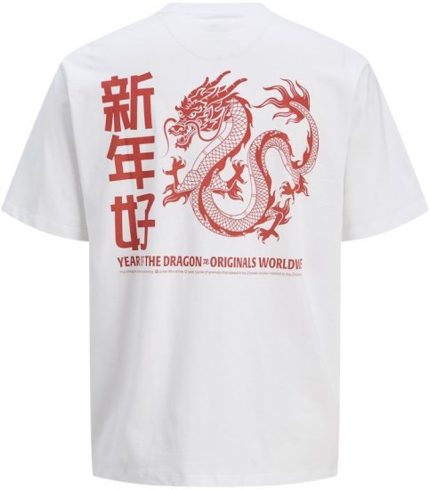 Jack & Jones Snake Dragon Crew Neck T-Shirt Bright White - Koszulki - T-shirty meskie Duże Rozmiary - 2XL-14XL