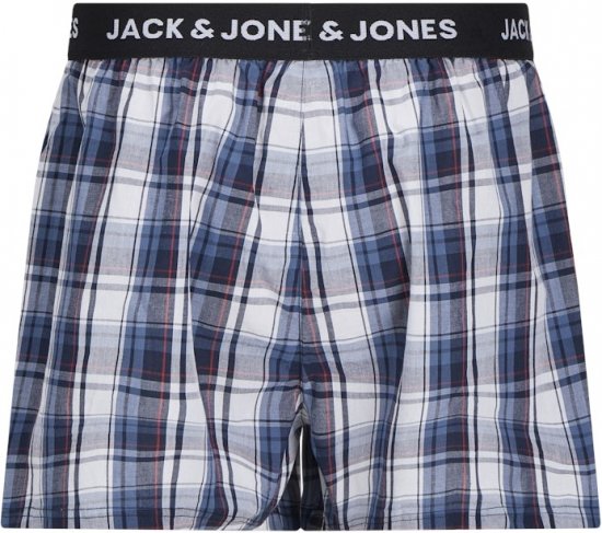 Jack & Jones Saigon Blue/Red Check Woven Boxers 3-Pack Navy Blazer - Bielizna & stroje kąpielowe - Bielizna & Stroje kąpielowe 2XL-8XL