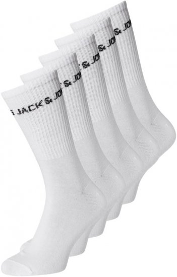 Jack & Jones BASIC LOGO Tennis Socks 5-Pack White - Bielizna & Stroje kąpielowe - Bielizna & Stroje kąpielowe 2XL-8XL