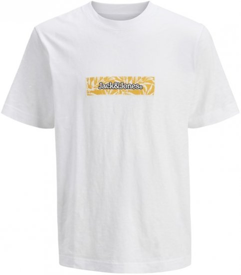 Jack & Jones Split Branding AOP Crew Neck T-Shirt Bright White - Koszulki - T-shirty meskie Duże Rozmiary - 2XL-14XL