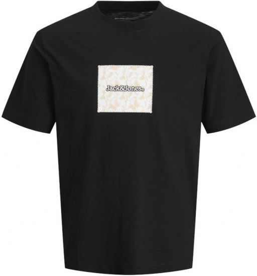Jack & Jones Split Branding AOP Crew Neck T-Shirt Black - Koszulki - T-shirty meskie Duże Rozmiary - 2XL-14XL
