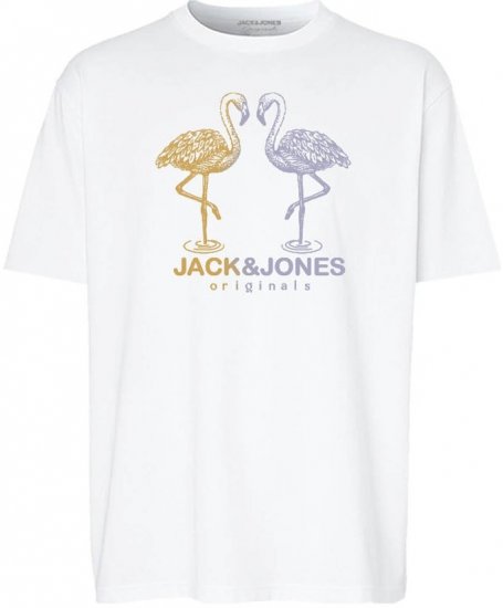 Jack & Jones Split Gradient Crew Neck T-Shirt Bright White - Koszulki - T-shirty meskie Duże Rozmiary - 2XL-14XL