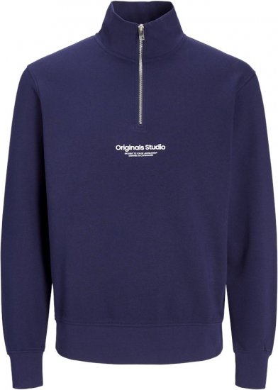 Jack & Jones Esterbro High Neck Quarter Zip Sweatshirt Ocean Cavern - Bluzy & bluzy z kapturem - Bluzy & Bluzy z kapturem 2XL-12XL