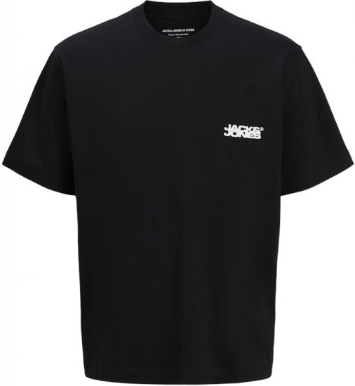 Jack & Jones Summer Sago Print Crew Neck T-Shirt Black - Koszulki - T-shirty meskie Duże Rozmiary - 2XL-14XL