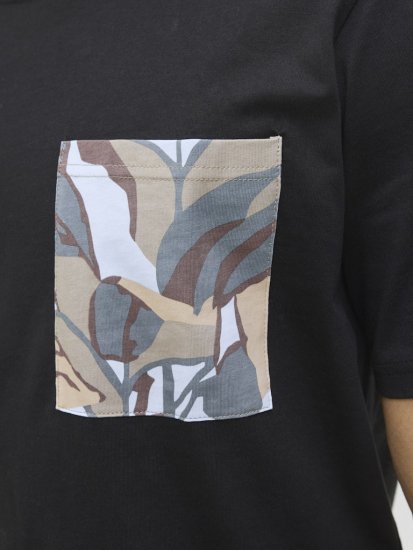  Jack & Jones Tavira Aop Pocket Crew Neck T-Shirt Black - Koszulki - T-shirty meskie Duże Rozmiary - 2XL-14XL