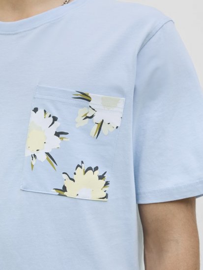 Jack & Jones Tavira Aop Pocket Crew Neck T-Shirt Skyway - Koszulki - T-shirty meskie Duże Rozmiary - 2XL-14XL