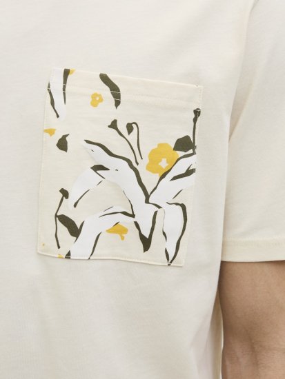  Jack & Jones Tavira Aop Pocket Crew Neck T-Shirt Antique White - Koszulki - T-shirty meskie Duże Rozmiary - 2XL-14XL