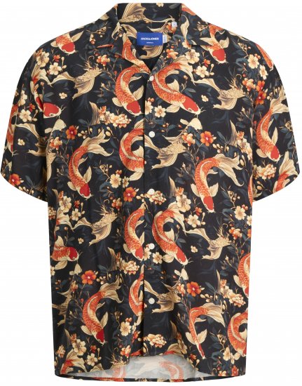 Jack & Jones Tokyo wzorzysta koszula hawajska ciemnobrązowa - Koszule - Koszule 2XL-10XL