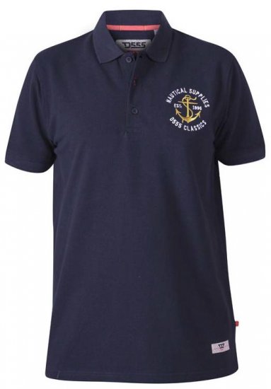 D555 Jefferson Short Sleeve Pique Polo Navy - Koszulki polo - Koszulki Polo 2XL-8XL