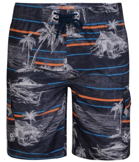 Kam Jeans Palm Print Swim Shorts Charcoal - Bielizna & stroje kąpielowe - Bielizna & Stroje kąpielowe 2XL-8XL