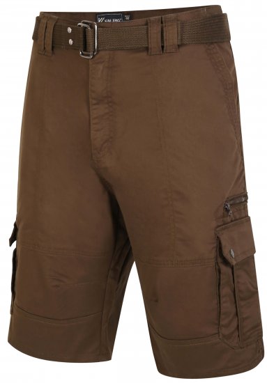 Kam Jeans 343 Cargo Stretch Shorts with Belt Khaki - Szorty - Szorty W40-W60