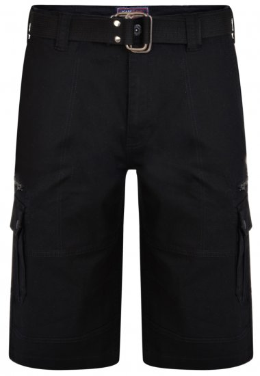 Kam Jeans 343 Cargo Stretch Shorts with Belt Black - Szorty - Szorty W40-W60