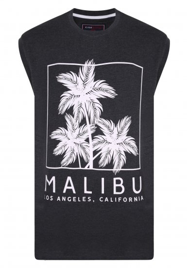 Kam Jeans Malibu Sleeveless Charcoal - Koszulki - T-shirty meskie Duże Rozmiary - 2XL-14XL